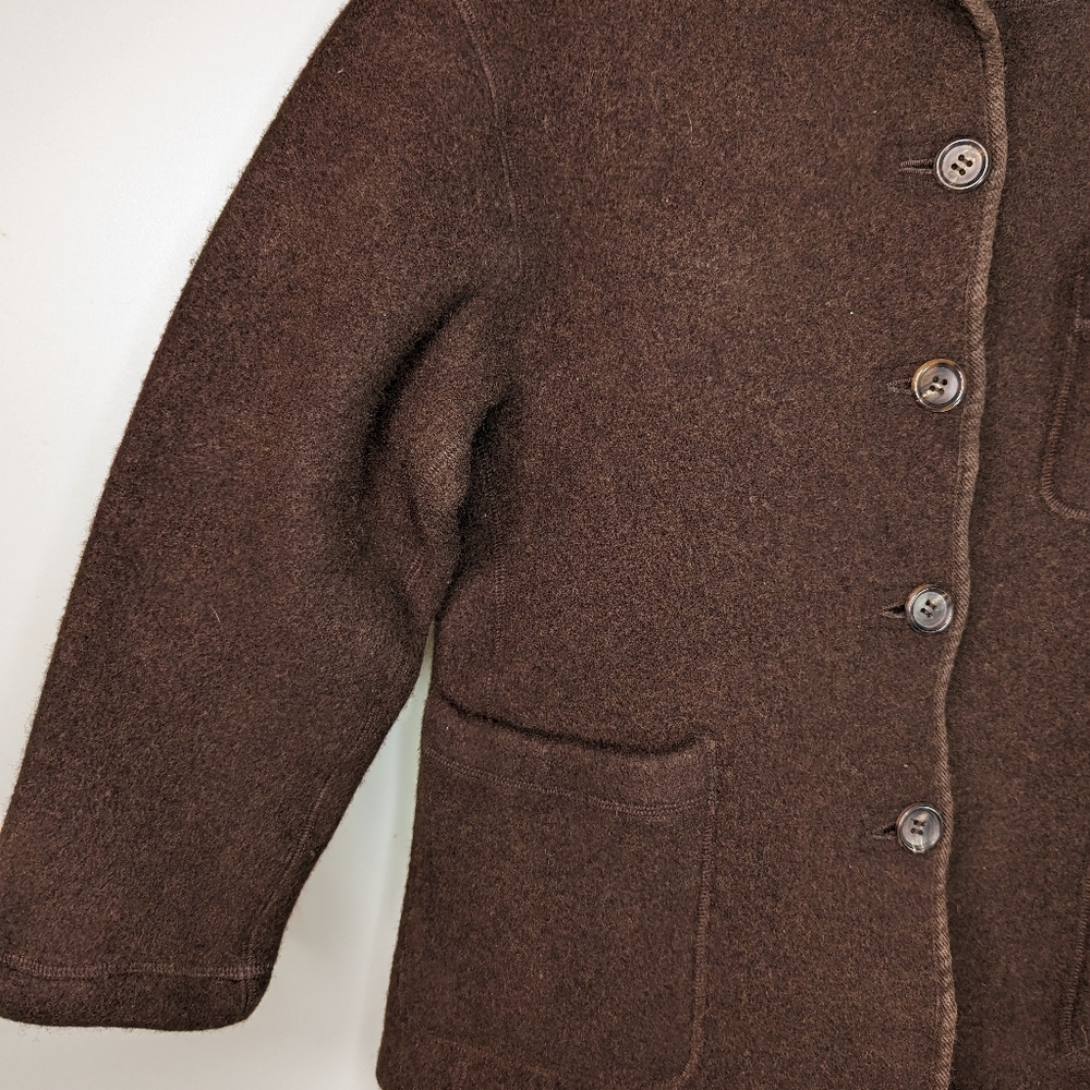 Mademoiselle Non Nin Wool Jacket Brown Japan Button Down Pockets Petite Small - Picture 11 of 12